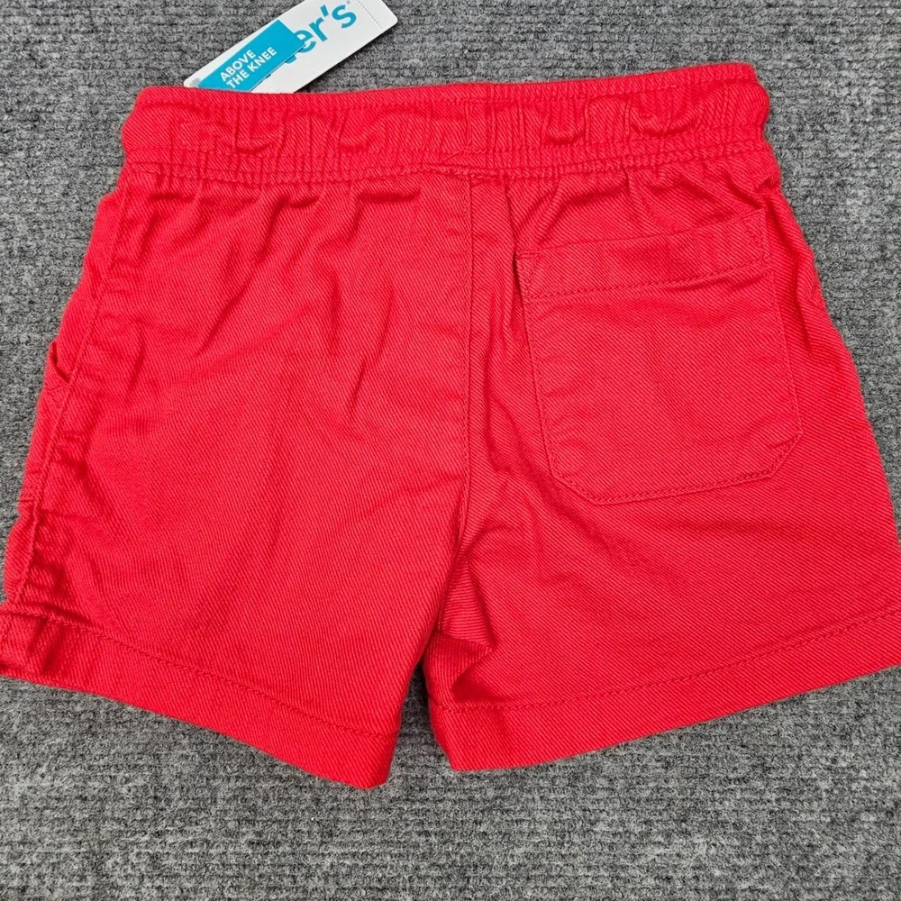 Carter's Toddler Girls Shorts Pull-On Canvas Drawstring Pockets Red 3T